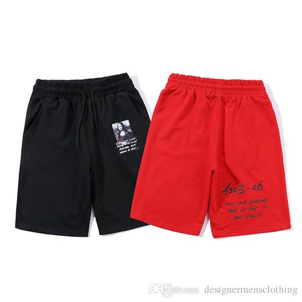 

mona lisa print mens shorts summer designer black drawstring sports short pants fashion running male shorts, White;black