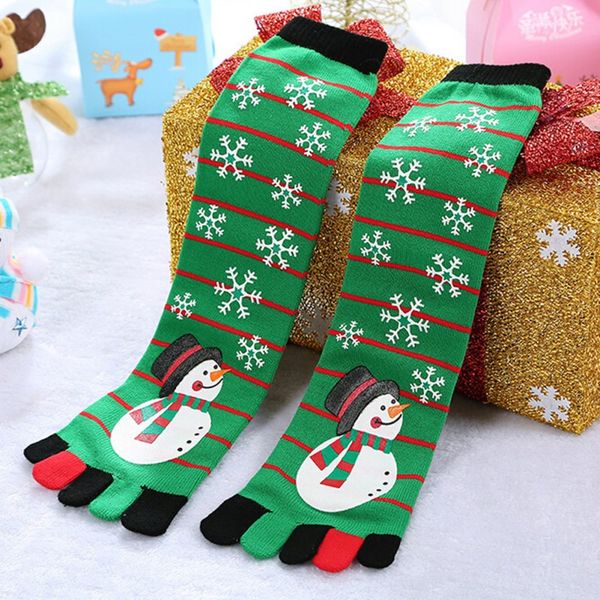 

toe socks lady women long striped 3d printed finger-separated odor resistant hosiery winter christmas socks hot, Black