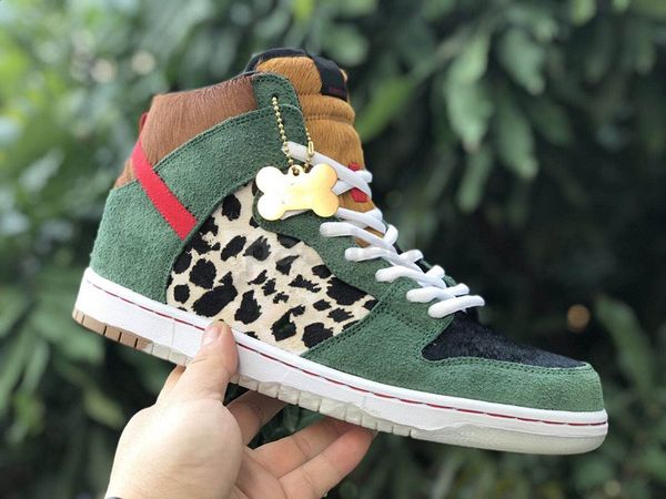 

new sb dunk high dog walker running shoes for mens black green trainers designer brand sport sneakers with box 36-45, White;red