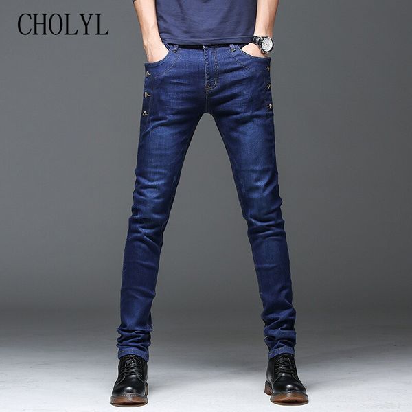 

2019 новые мужские джинсовые джинсы прямые полные брюки с высокой эластичностью тонкие брюки для мужчин мода синий джинсы высокого качества, Blue
