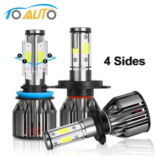 

4 sides led h4 h7 h8 h11 hb3 9005 hb4 9006 led bulbs canbus error 60w 10000lm 6000k auto head light lamp 12v