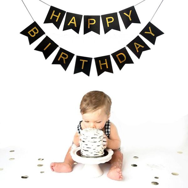 

happy birthday bunting banner glitter happy birthday banner garland flag cartoon letter girl boy baby shower decoration