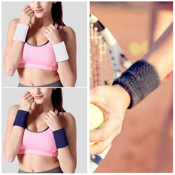 

1 шт цвет хлопок спортивный sweatband унисекс эластичный браслет пот полотенце спортивный браслет фитнес ходовая часть q5q8, Black;red