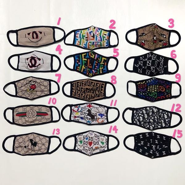 

2020 15style no box luxury face mask letter print mouth-muffle breathable mask famous reusable washable cycling outdoor designer mask, Golden;silver