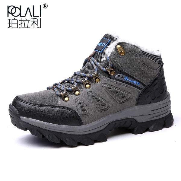 

big size new men boots for men winter snow boots warm fur&plush lace up high fashion shoes sneakers, Black