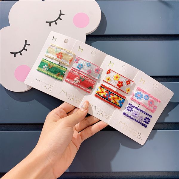 

2pcs/set new children hair accessories embroidery flower hairpins girls princess hair clips retro barrettes kids headwear set