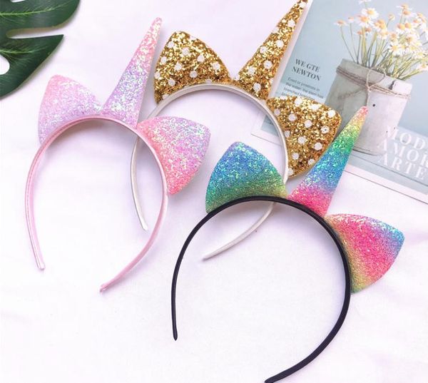 

единорог рог оголовье лазерный единорог рог голова партия волос оголовье дети аксессуары для волос 8 цвет sn1792