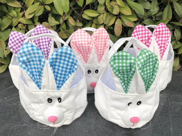 

2020 buggy bag easter сумка totes easter bunny корзина bucket plaid длинной уха кролика фаршированной симпатичный фестиваль декор круглой ко, Black