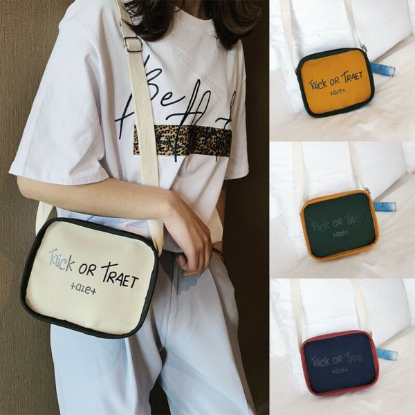 

fashion women girls letter print canvas casual brief handbag small mini flap messenger shoulder bag hot