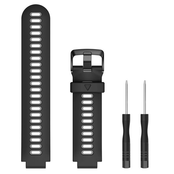 

22mm soft silicone strap replacement watch band for garmin forerunner 735xt sport watch accessories pin buckle, Black;brown