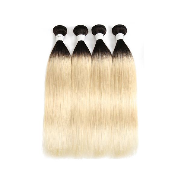 

wholesale hair extensions 613 blonde bundles 4pcs/lot unprocessed brazilian virgin hair straight ombre human hair weave bundles 8-26inch, Black