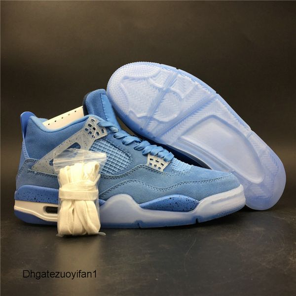 

new release 4s university blue white man basketball designer shoes amazing suede iv unc sky blue fashion trainers quality