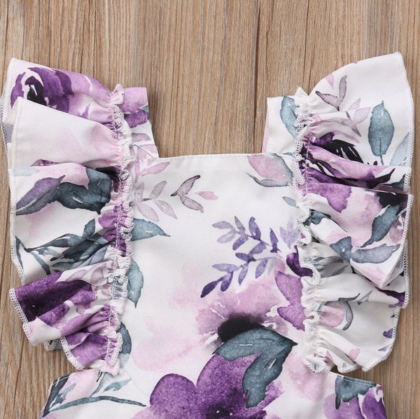 

flower baby girls ruffles romper newborn infant girl jumpsuit summer sleeveless baby clothes girls costumes, Blue