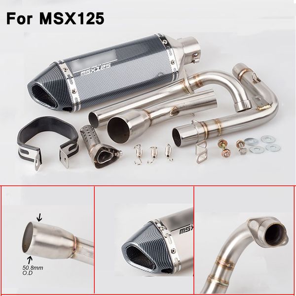

motorcycle exhaust pipe modified silver steel monsters horizontal cylinder small monkey for msx125 exhaust pipe