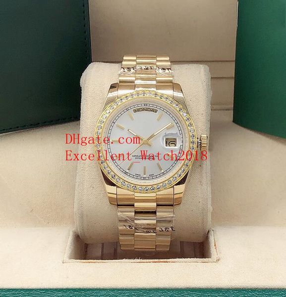 

9 watches 36 mm 128238 118348 118238 date president 18k yellow gold diamond bezel asia 2813 movement automatic watch watche, Slivery;brown