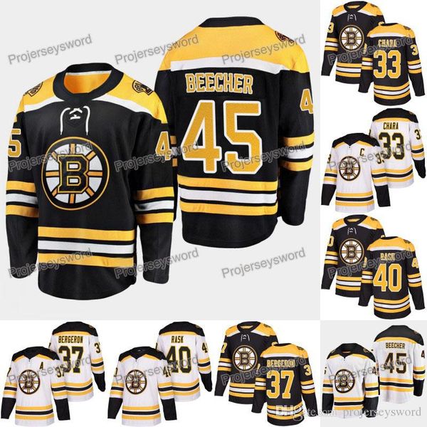 

2019 Draft Boston Bruins Jersey 45 John Beecher 33 Zdeno Chara 40 Tuukka Rask 37 Patrice Stitched Hockey Jerseys White Black White