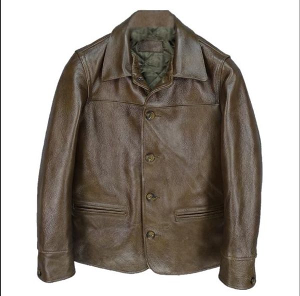 

winter thicker cowhide coat,man genuine leather jacket,japan classic brakeman style jackets,brown sales long, Black