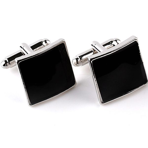 

formal occasion business cufflinks square black brand mens french cuff links for sleeve geometric rectangle french cufflink 6, Silver
