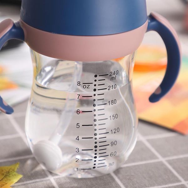 

240ml baby drinkware little animal infant learn to drink cup children bottle straw cups anti-choke kettle for newborns#aksjnc