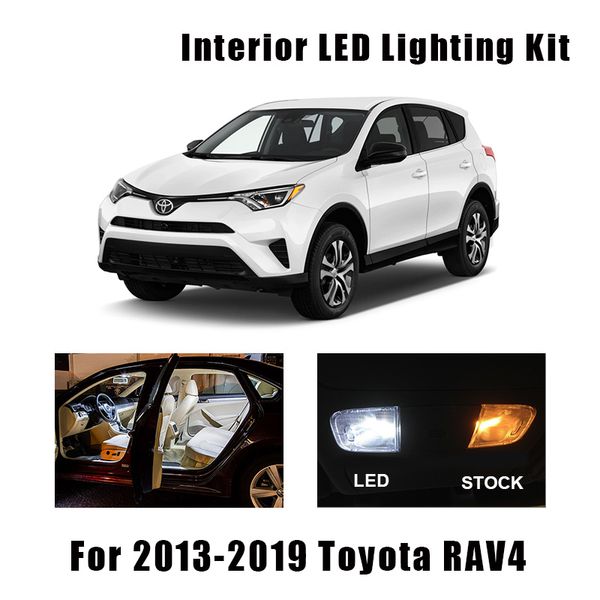White Led Interior Light Map Dome Bulbs Kit Fit For 2013 2015 2016 2017 2018 2019 Rav4 Trunk Cargo License Lamp Led Hazard Lights For Vehicles Led