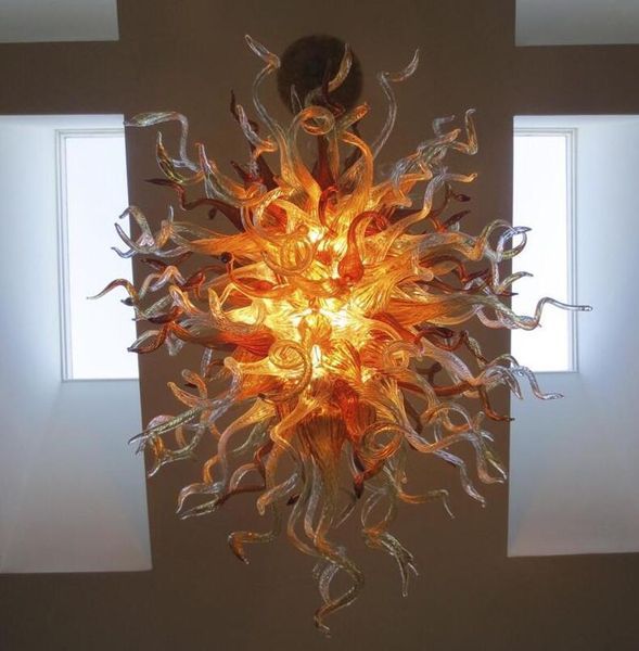 

handicraft art chain chandeliers lamps golden villa ceiling hanging lamp led light 100% handmade blown glass pendant chandelier lights