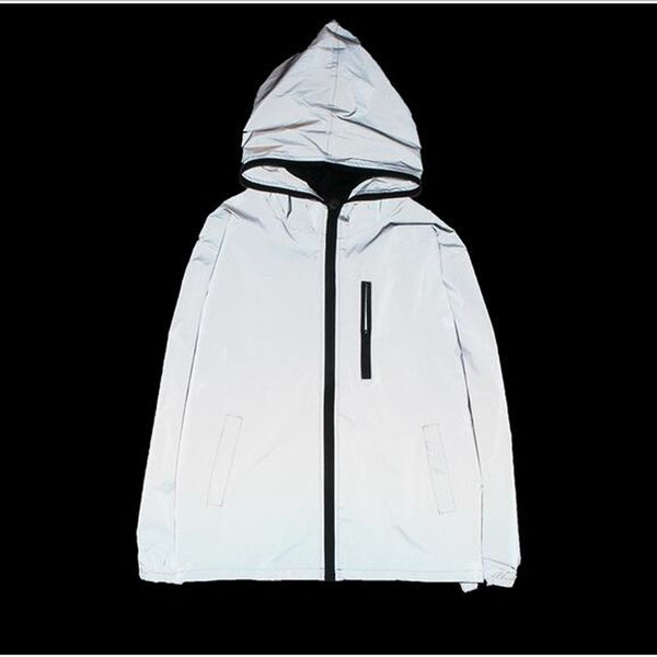 

2016 spring/autumn men windbreaker 3m reflective jacket casual hip hop jackets and coats without any logos manteau tc574, Black;brown