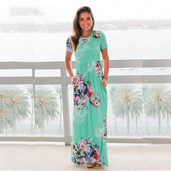 

летние платья женская одежда женская bohemia цветочные платья лета вскользь короткие рукава пляж boho длинные платья сыпучие макси платья пл, Black;gray