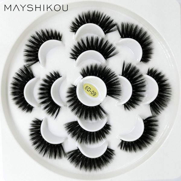 

false eyelashes mayshikou 6d 7 pairs soft faux mink hair synthetic thick style wispy lashes hand made full strip lash