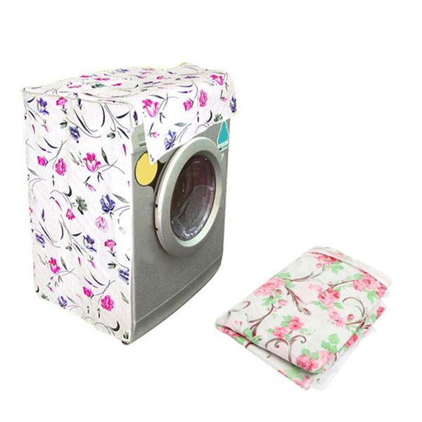 

peva washing machine boot flower pattern thicker waterproof durable washing machine zippered dust cover random color jyx-3239
