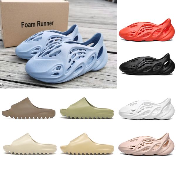 

kanye west designer slippers womens mens foam runner stock x shoes sand bone resin slides for kids childrens indoor slippers, Black