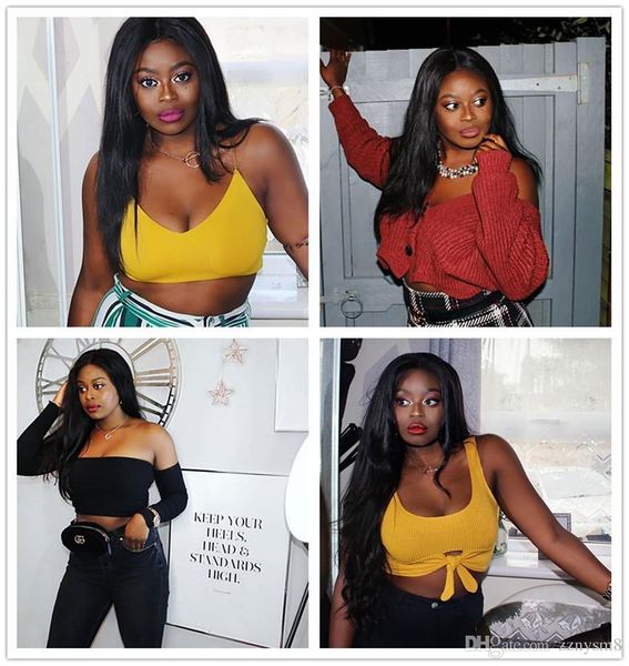 

бразильские straight 100% человеческие волосы шнурок закрытие парики для женщин шнурка волос передних парики волос полного end natural color, Black