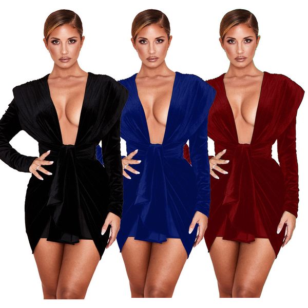 

designer swimsuit yt3197 cross-border selling korean velvet v-neck dress, Black;gray