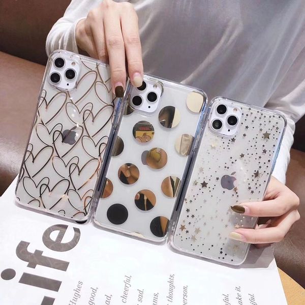 

transparent star polka dots heart clear imd electroplating mobile phone case cover for iphone 11 pro max 7 8 plus x xr xs max