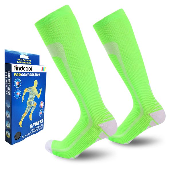 

findcool knee-high cycling socks for men sport compression socks breathable leg support for yoga camping & hiking, Black