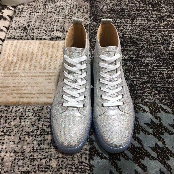 

2019 designer fashion red bottoms shoes studded spikes flat sneakers for men women glitter party lovers genuine leather casual rivet sneaker, Black