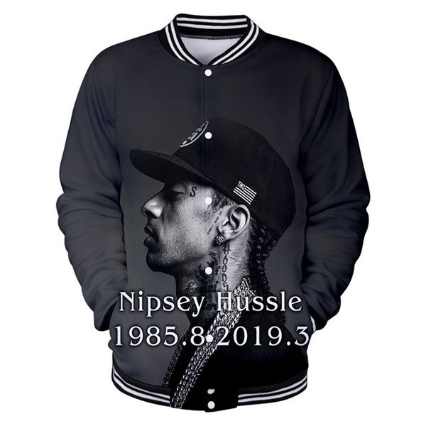 

nipsey hussle mens jackets spring zipper 3d printed rip outerwear mens lilpeep rapper baseball uniform mens clothes, Black;brown