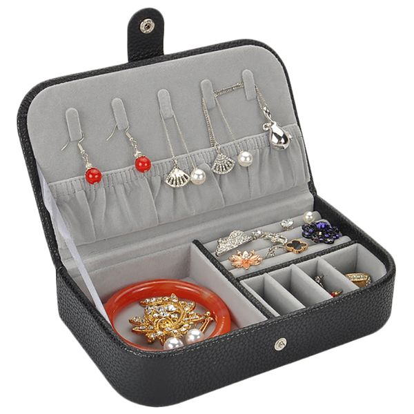 

pattern jewelry box pu earrings storage cases for girl portable monolayer jewelry organizer, Pink;blue