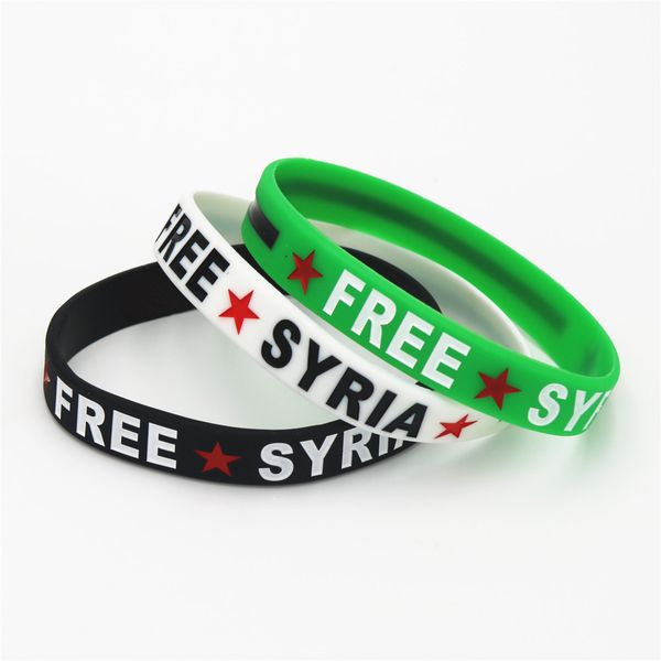 

1pc fashion syria silicone wristband filled in colour red star bracelet &bangles women men gift jewelry sh084, Golden;silver