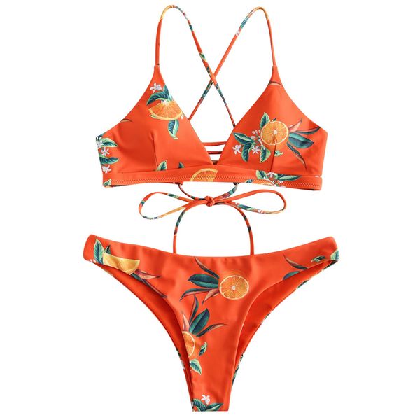 

palm tree bikini set brazilian bathing suit retro vintage swimsuit women swimwear bandage beachwear floral print tankini, White;black