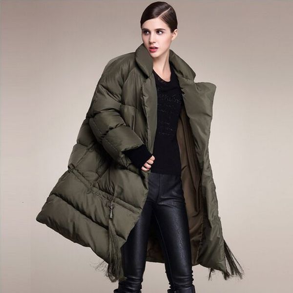 

new fashion women luxury 90% white duck down coat women's plus size long down parkas, Black