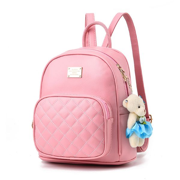 

fashion women backpack youth leather backpacks for teenage girls female school shoulder bag bagpack mochila pink color