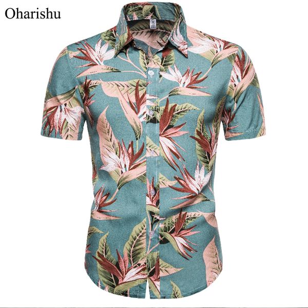 

летняя мужская рубашка мужская этническая печатная мода хлопок с коротким рукавом свободные гавайские рубашки повседневные праздничные пляжн, White;black