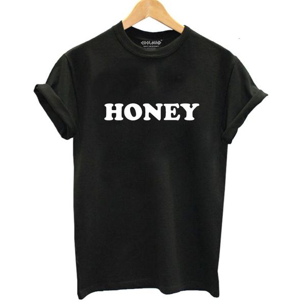 

womens designer clothing womens shirts wr0411b cotton t shirt women fashion honey print o neck women tshirt summer applique t shirt, White