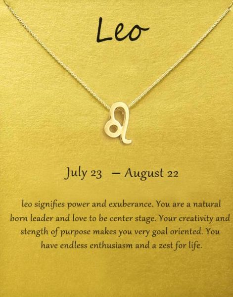 

12 constellation leo with card necklace amazon style july 23--august 22 and high quality, Silver