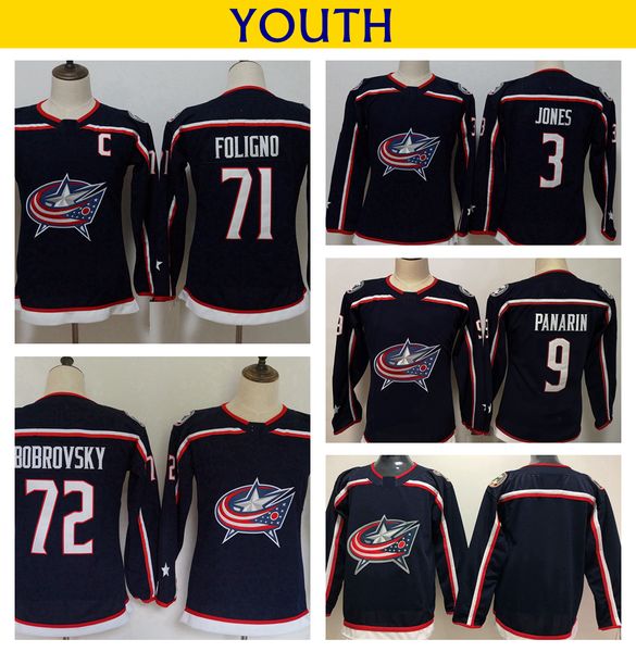 

2018 youth columbus blue jackets 71 nick foligno 72 sergei bobrovsky 3 seth jones 9 artemi panarin hockey jersey kids home stitched shirts, Black;red