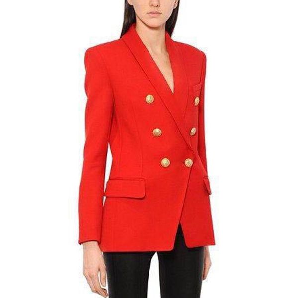

fashion 2019 designer blazer women's long sleeve double breasted metal buttons long blazer outer jacket, White;black