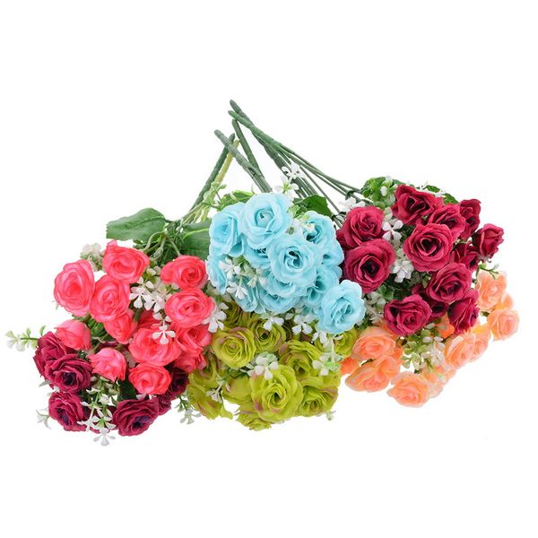 

5pcs handmade mini rose bouquet artificial flower wedding decoration wreath clip diy art fake flower party decoration