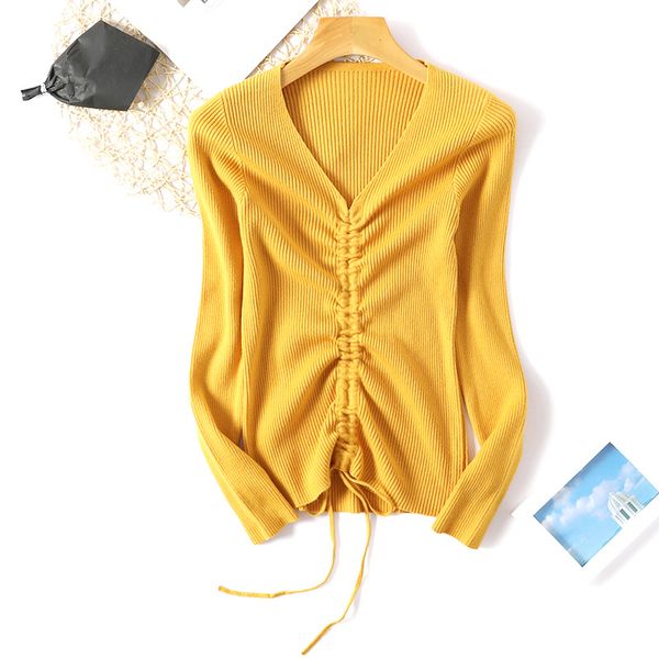 

новая мода v-образным вырезом свитер женщины весна осень сплошной вязаный пуловер женщин тонкий мягкий джемпер свитер женские вязаные вершин, White;black