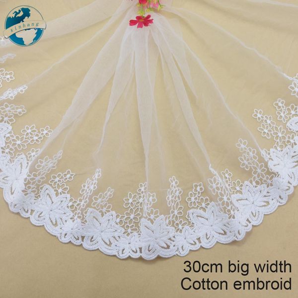 

30cm big width cotton embroid sewing ribbon guipure lace fabric trim diy craft supply wedding accessories african lace#3186, Pink;blue