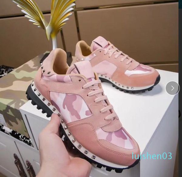 

2019 luxury designer rock stud sneaker shoes women,men casual shoes rock runner trainer party wedding shoes l03, Black